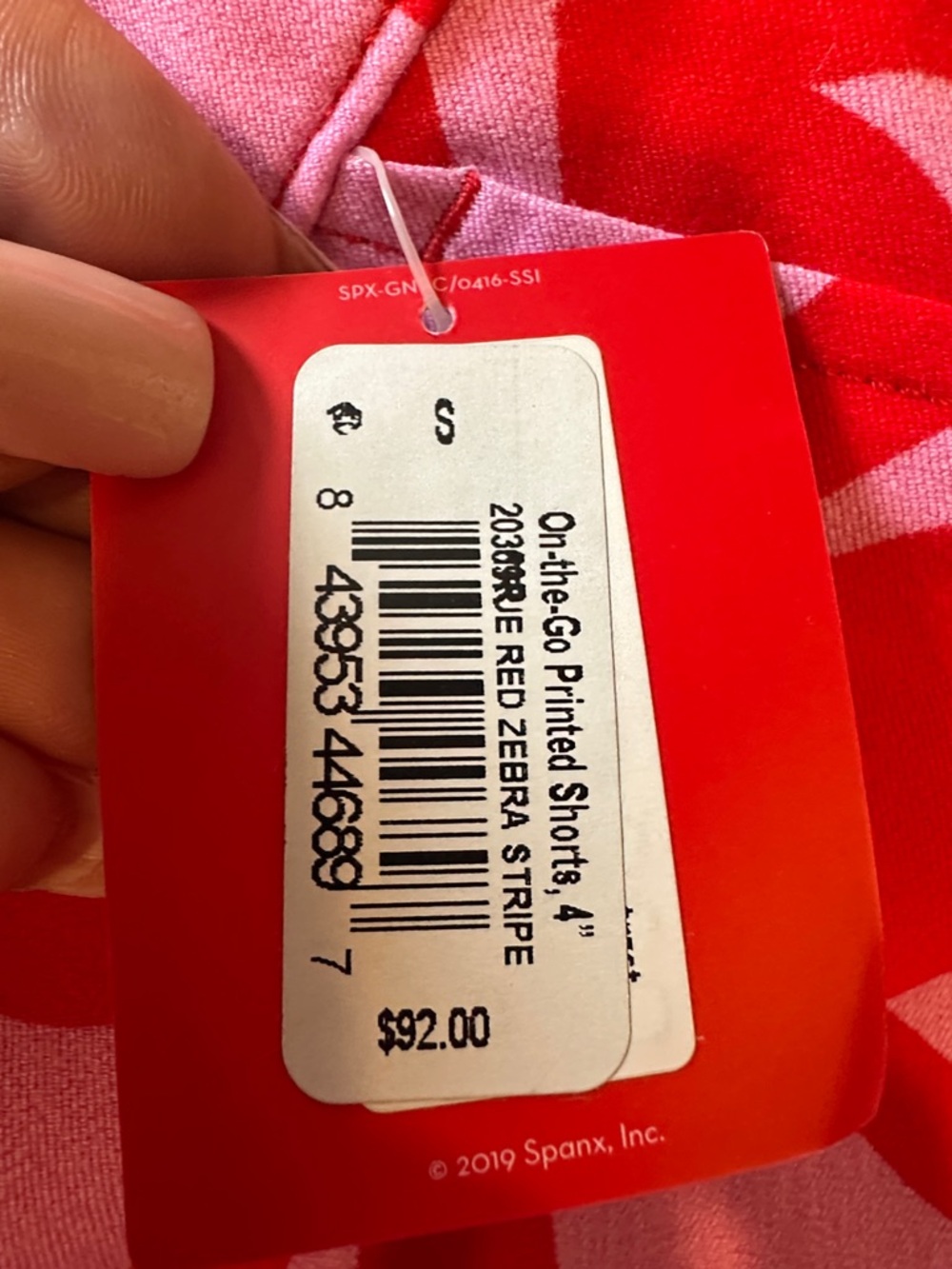 SPANX On-the-Go Printed Shorts 4” in True Red Zebra Stripe Women's Small NEW - Picture 5 of 8